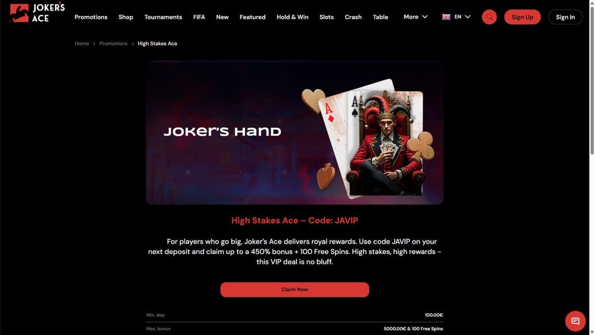 VIP Bonus Jokers Ace Casino