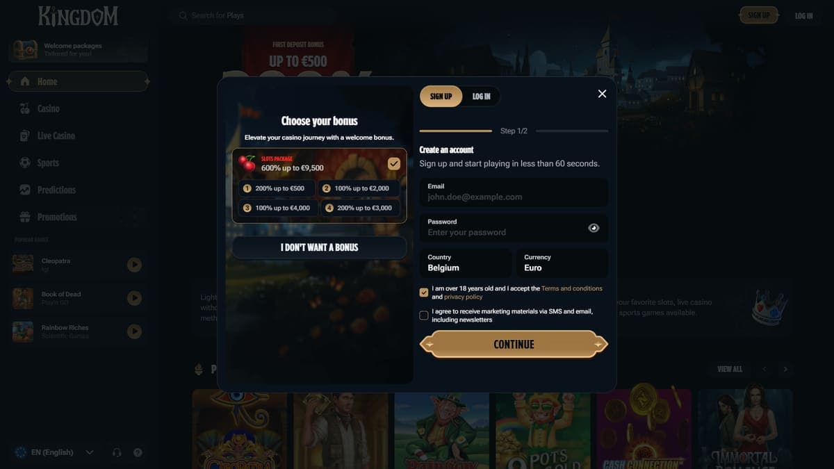 Registration Kingdom Casino