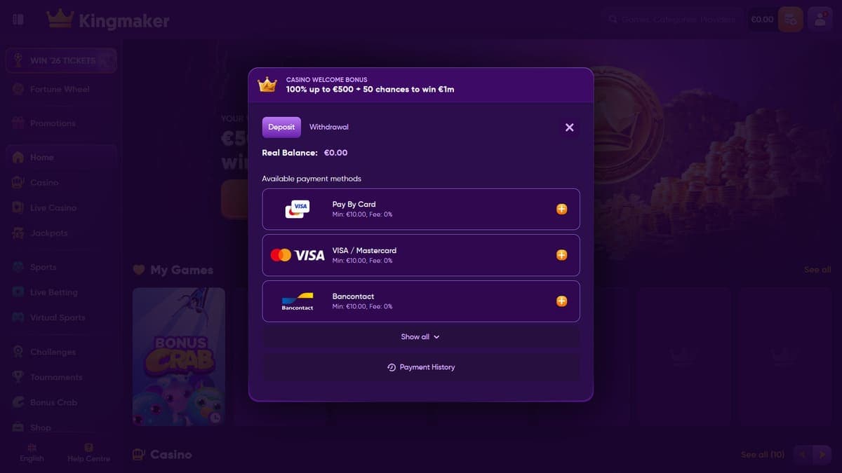 Deposit Kingmaker Casino