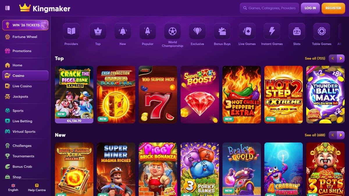 Game library Kingmaker Casino
