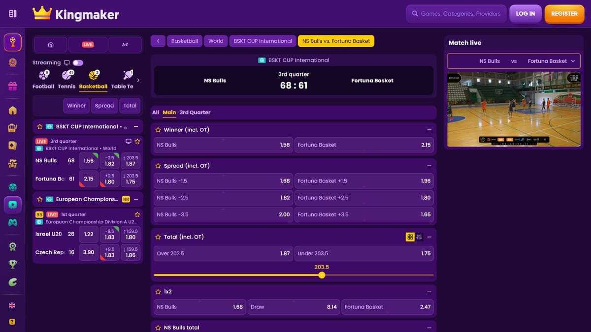 Live betting Kingmaker Casino