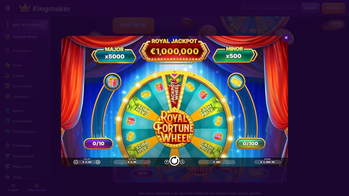 Wheel of fortune Kingmaker Casino