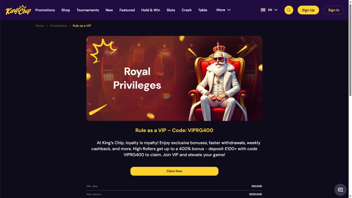 Royal Privileges Kings Chip Casino