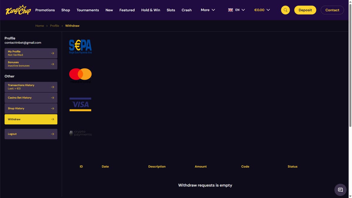 Withdrawal Kings Chip Casino