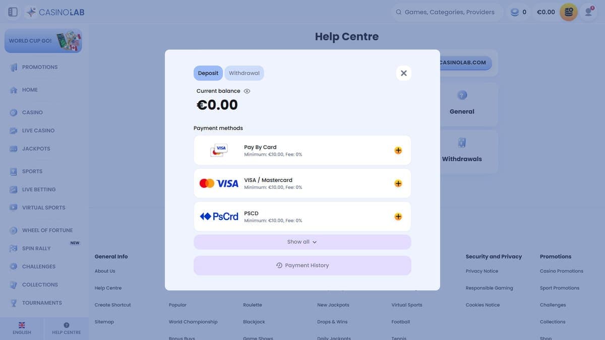 Deposit CasinoLab Casino