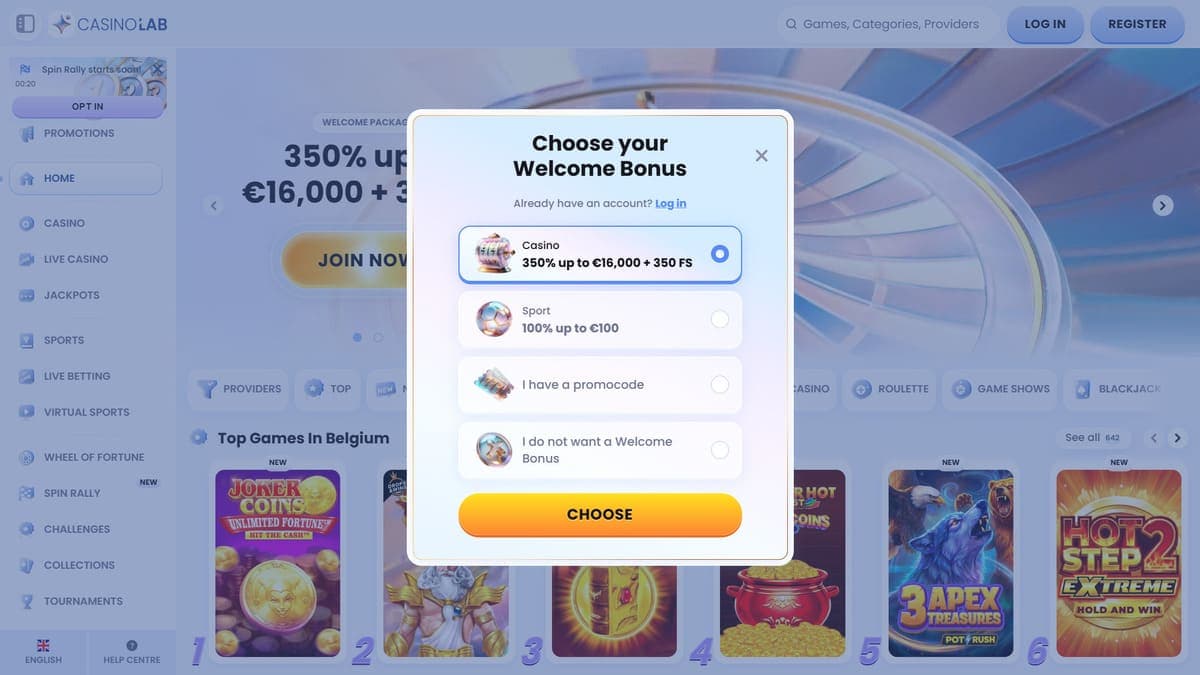 Registration CasinoLab Casino