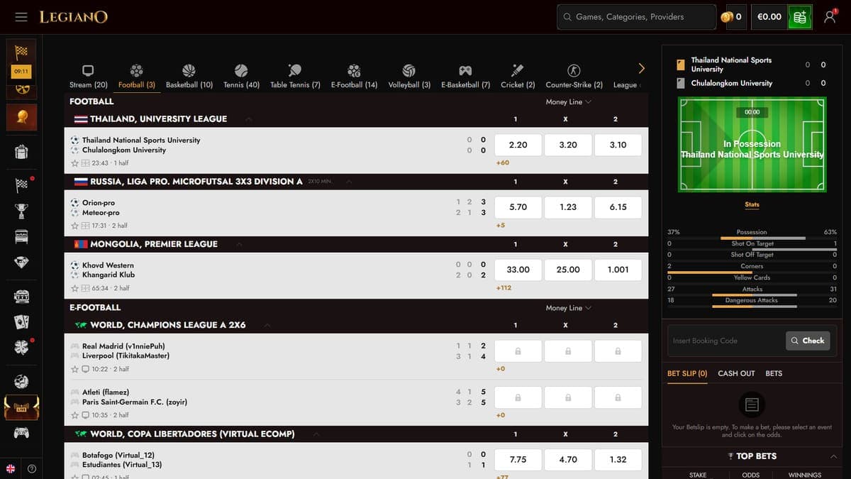 Virtual sports Legiano Casino
