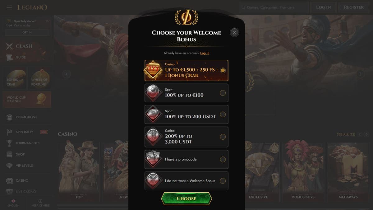 Sign up Legiano Casino