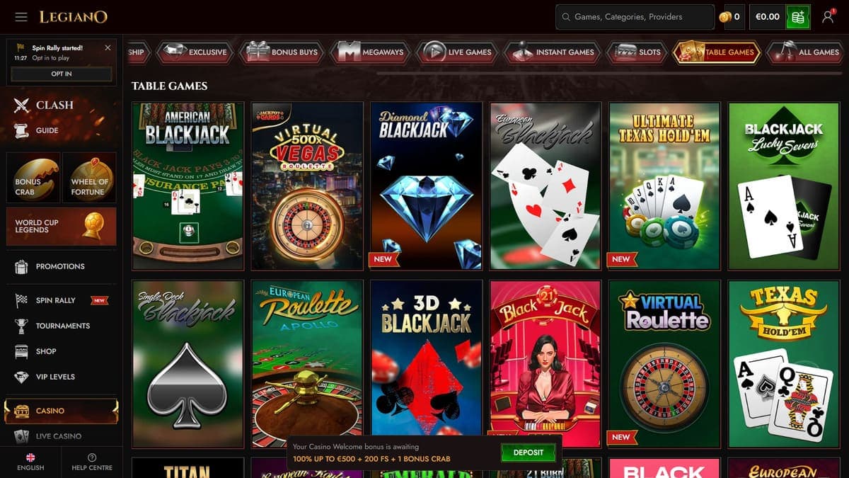 Table games Legiano Casino