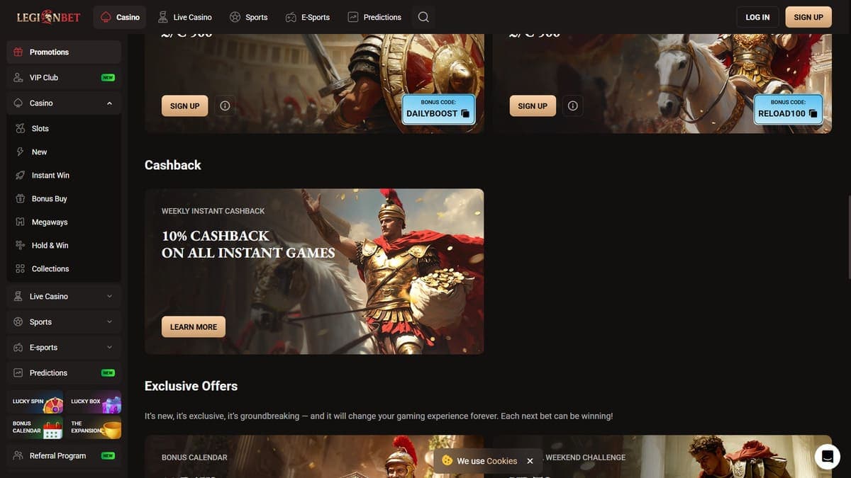 Cashback bonus LegionBet Casino