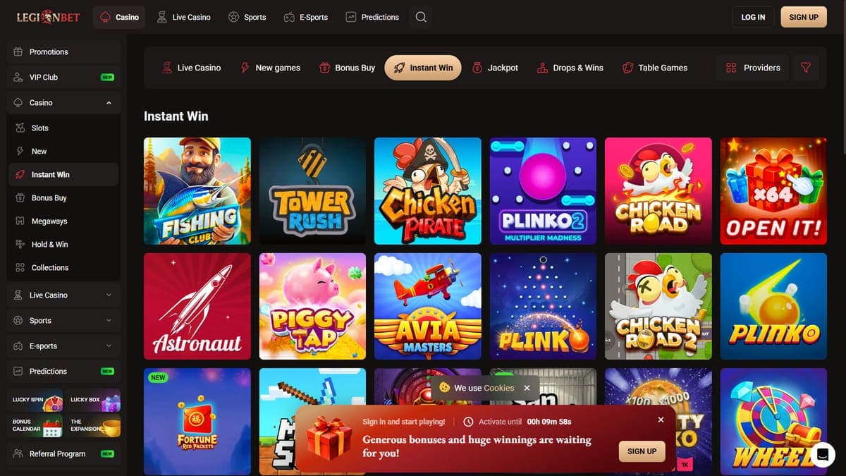 Instant win games LegionBet Casino