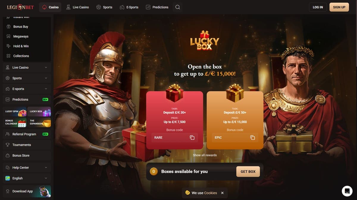 Lucky box section LegionBet Casino