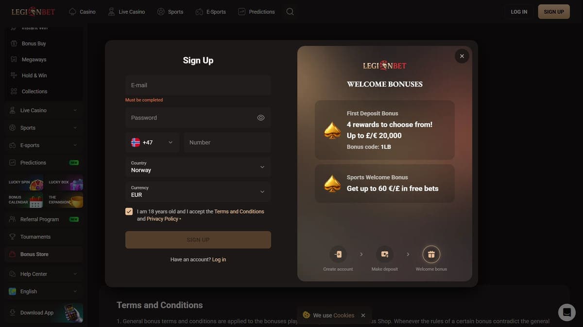 Sign-up LegionBet Casino