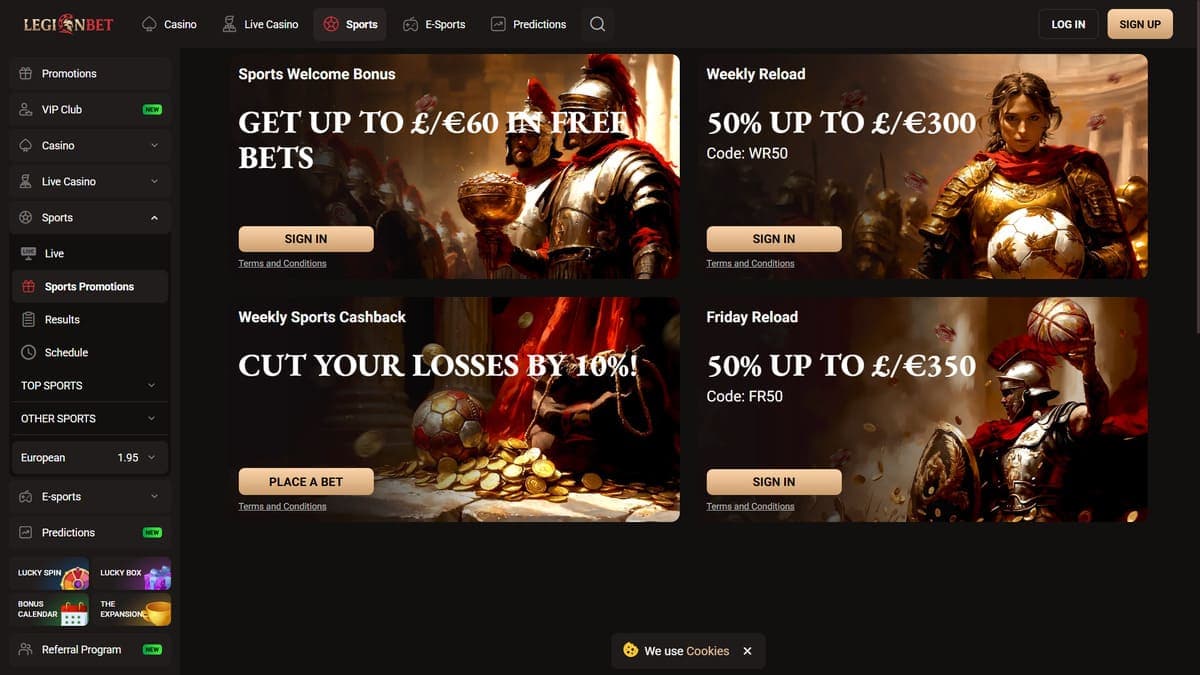 Sports reload bonuses LegionBet Casino
