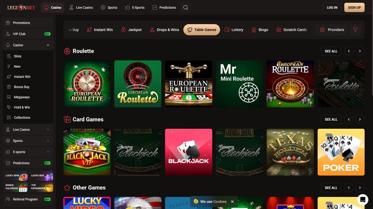Table games LegionBet Casino