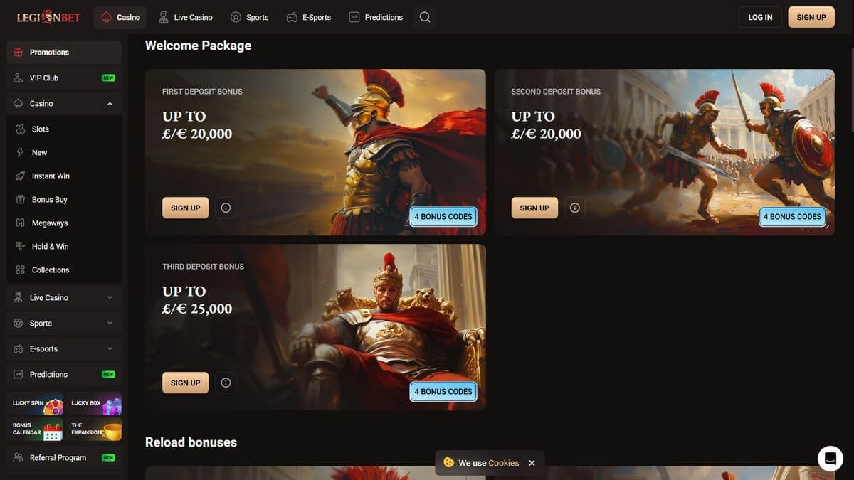 Welcome bonus package LegionBet Casino