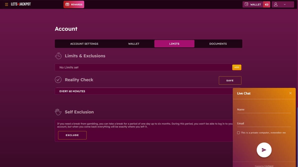 Customer service Let's Jackpot Casino