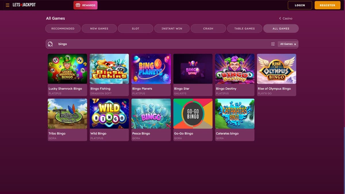 Other games Let's Jackpot Casino