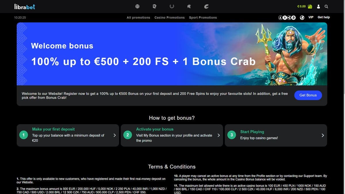 Welcome bonus LibraBet Casino