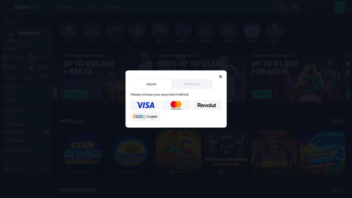 Deposit Likes.Bet Casino