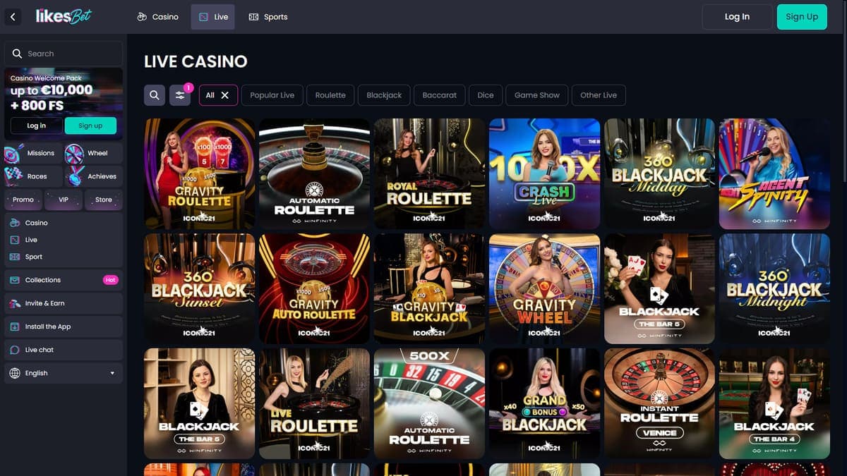 Live casino Likes.Bet Casino