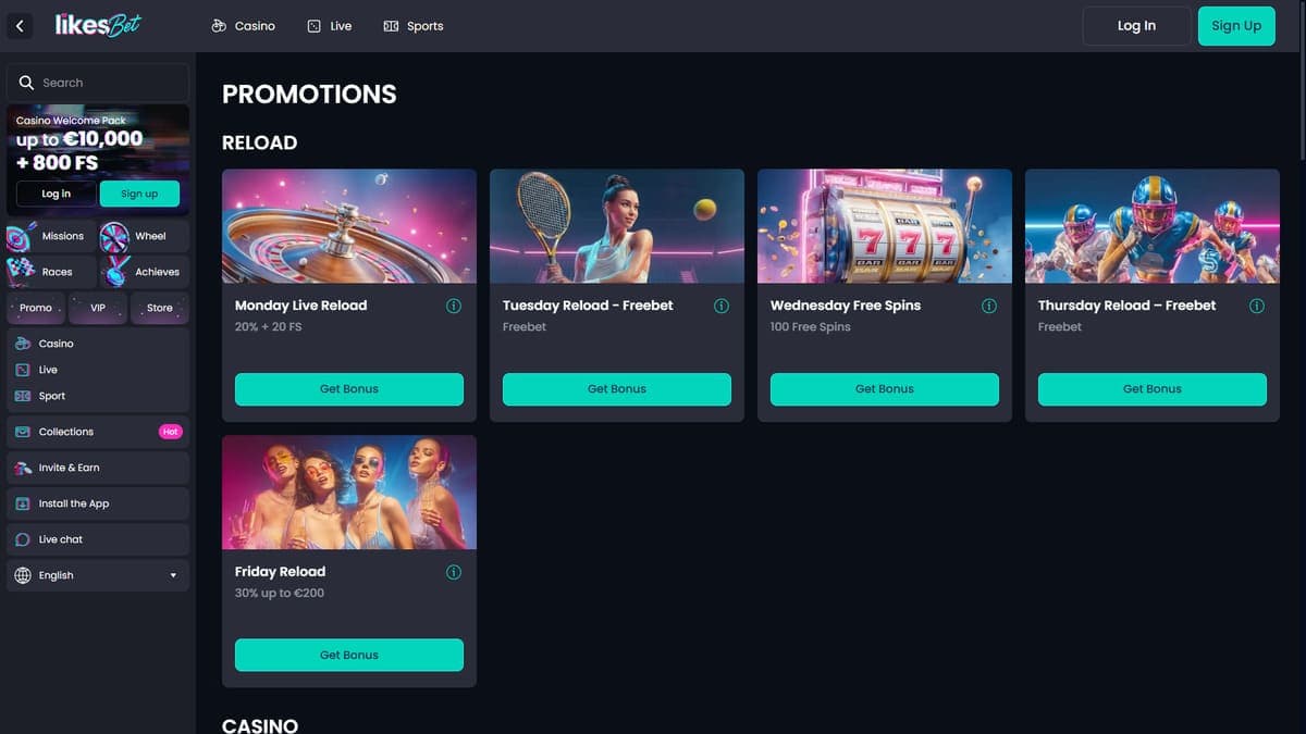 Reload Likes.Bet Casino
