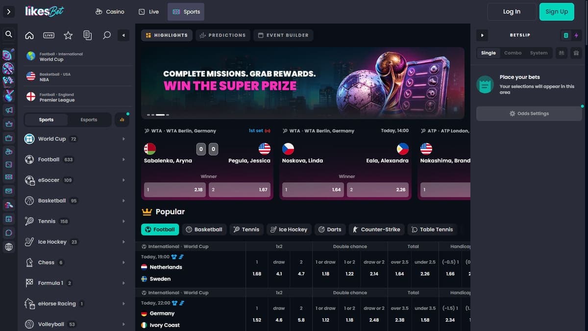 Sports betting Likes.Bet Casino
