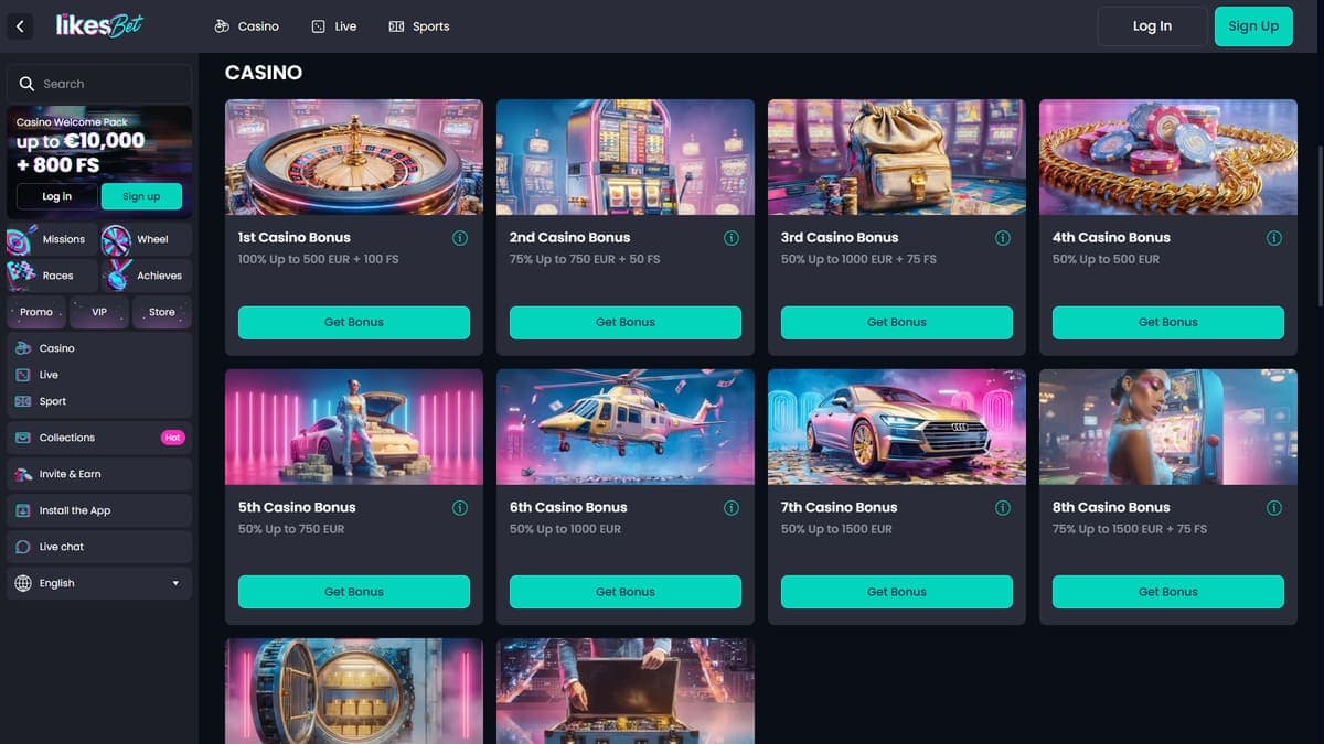 Welcome bonus Likes.Bet Casino