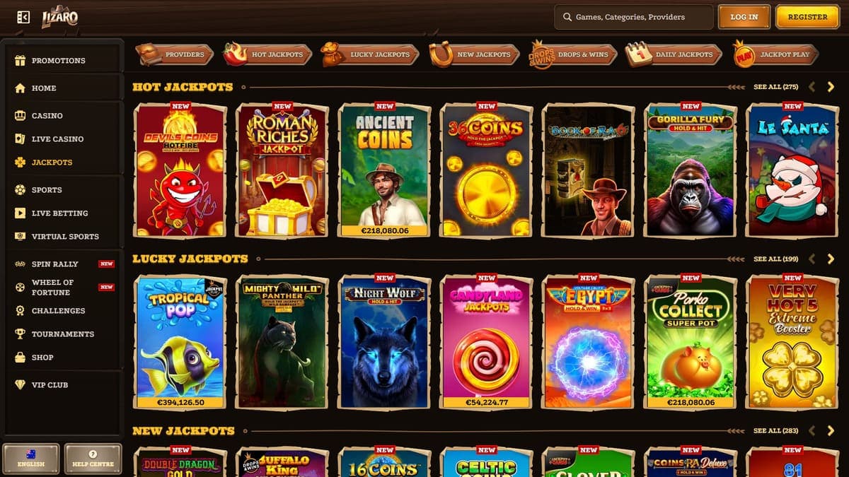 All Jackpots Lizaro Casino