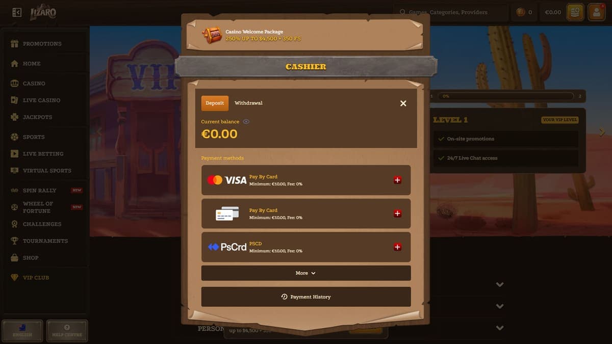 Deposit Lizaro Casino