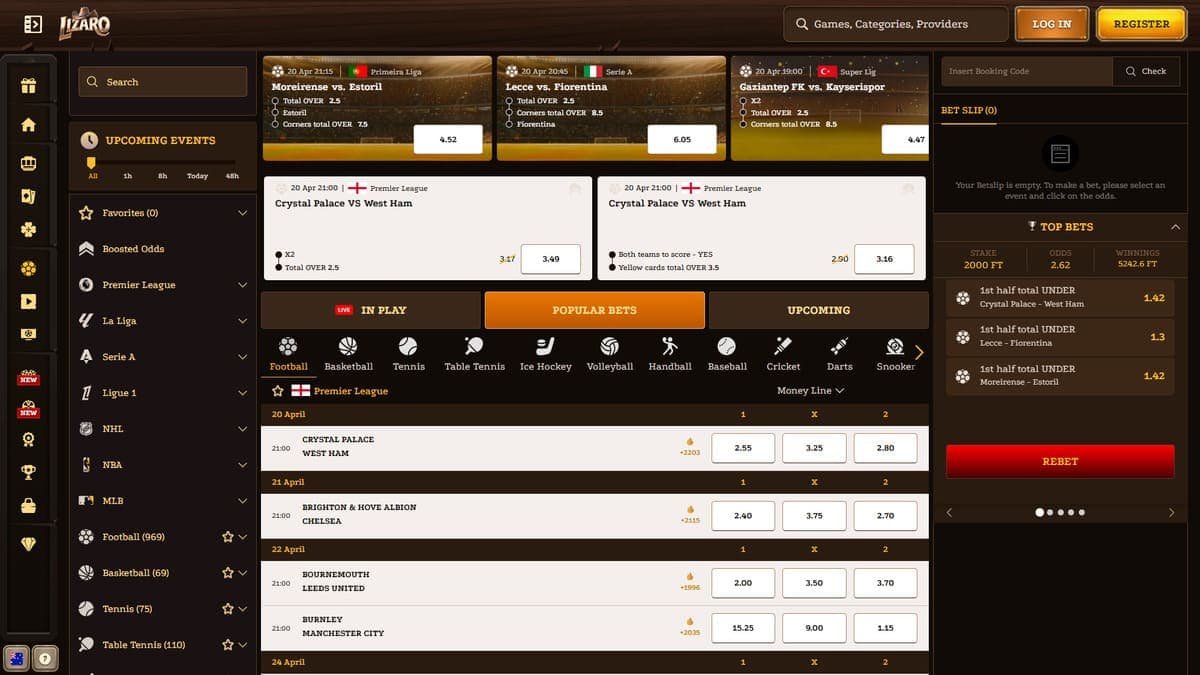 Sport betting Lizaro Casino