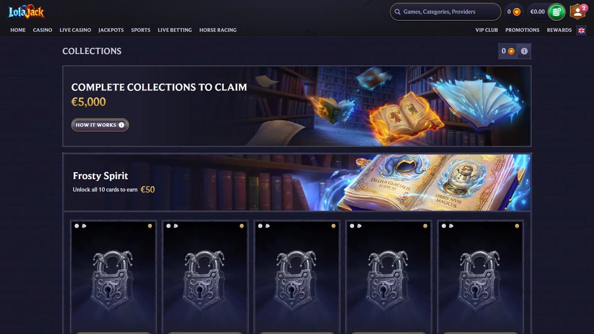 Collections section LolaJack Casino