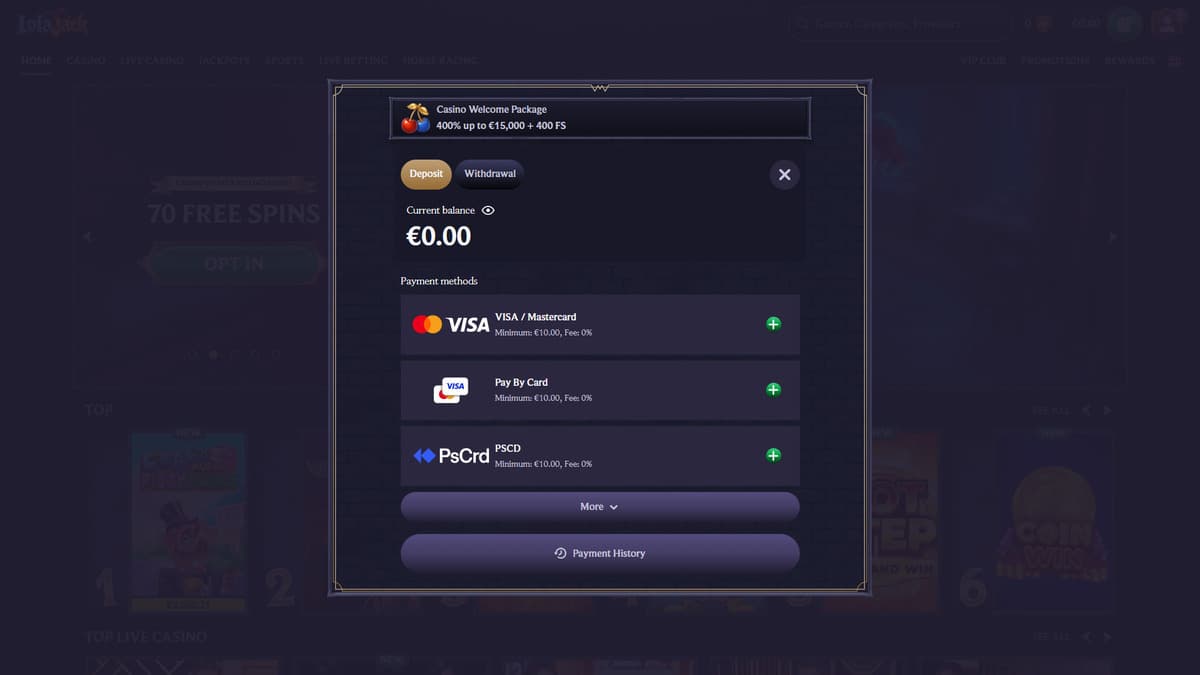 Deposit LolaJack Casino