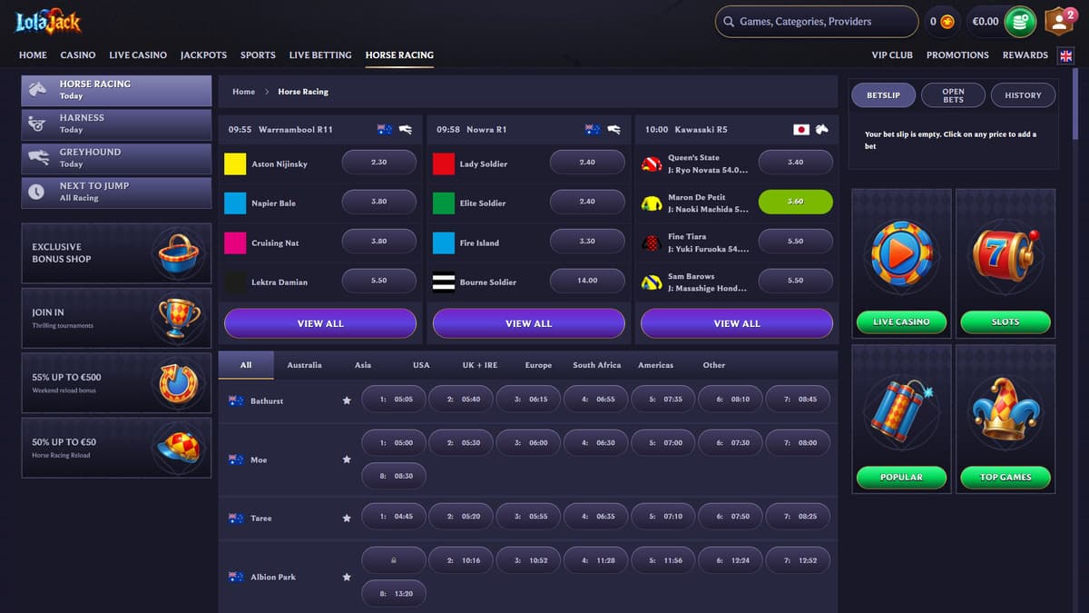 Horse racing LolaJack Casino