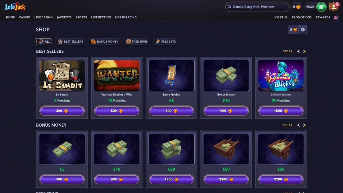 Shop LolaJack Casino