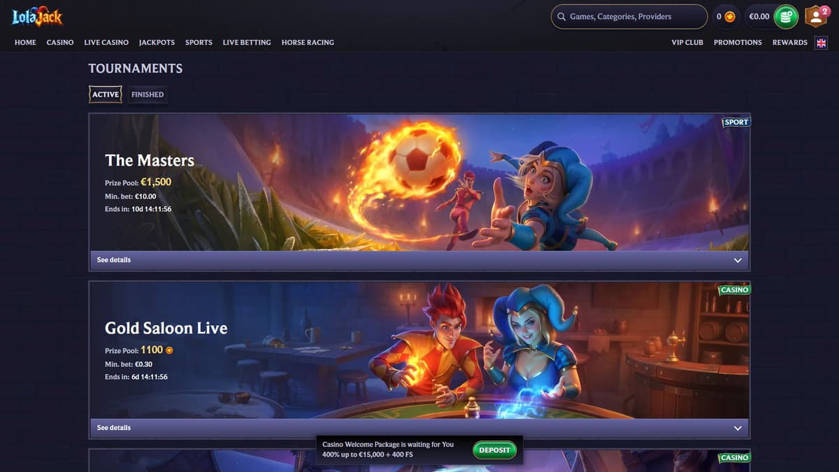 Tournaments LolaJack Casino