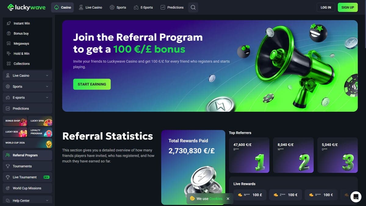 Referral programme Lucky Wave Casino