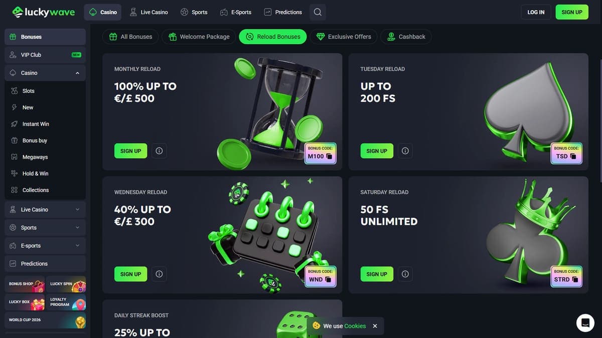 Reload bonus Lucky Wave Casino