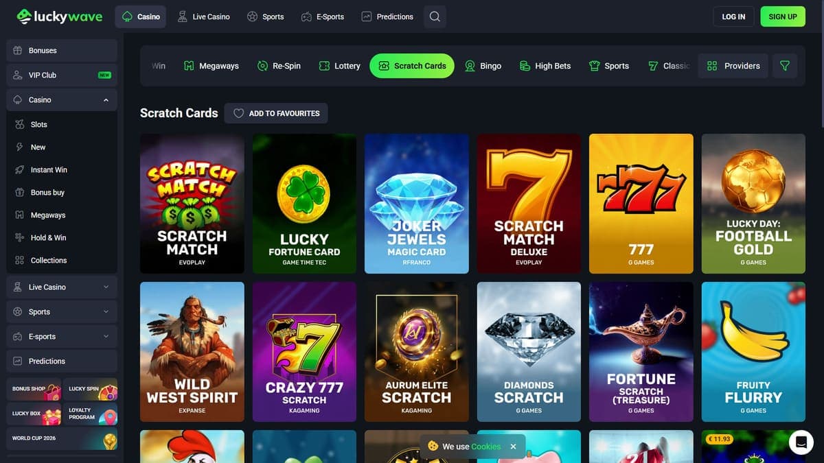 Scratch cards Lucky Wave Casino