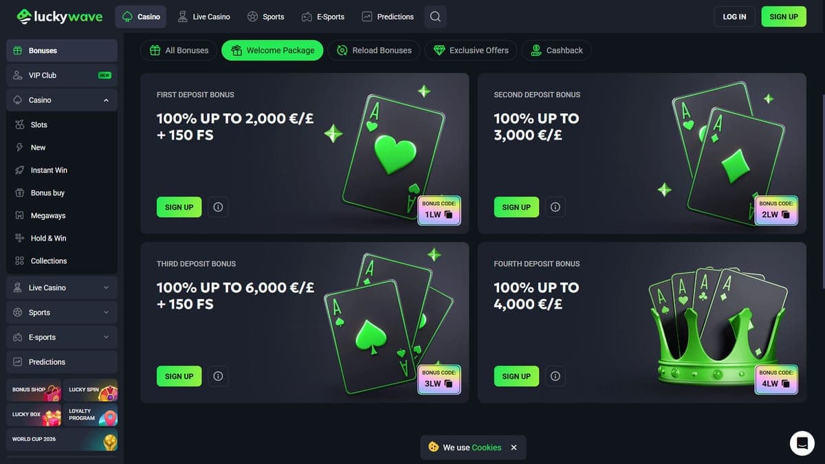 Welcome bonus Lucky Wave Casino