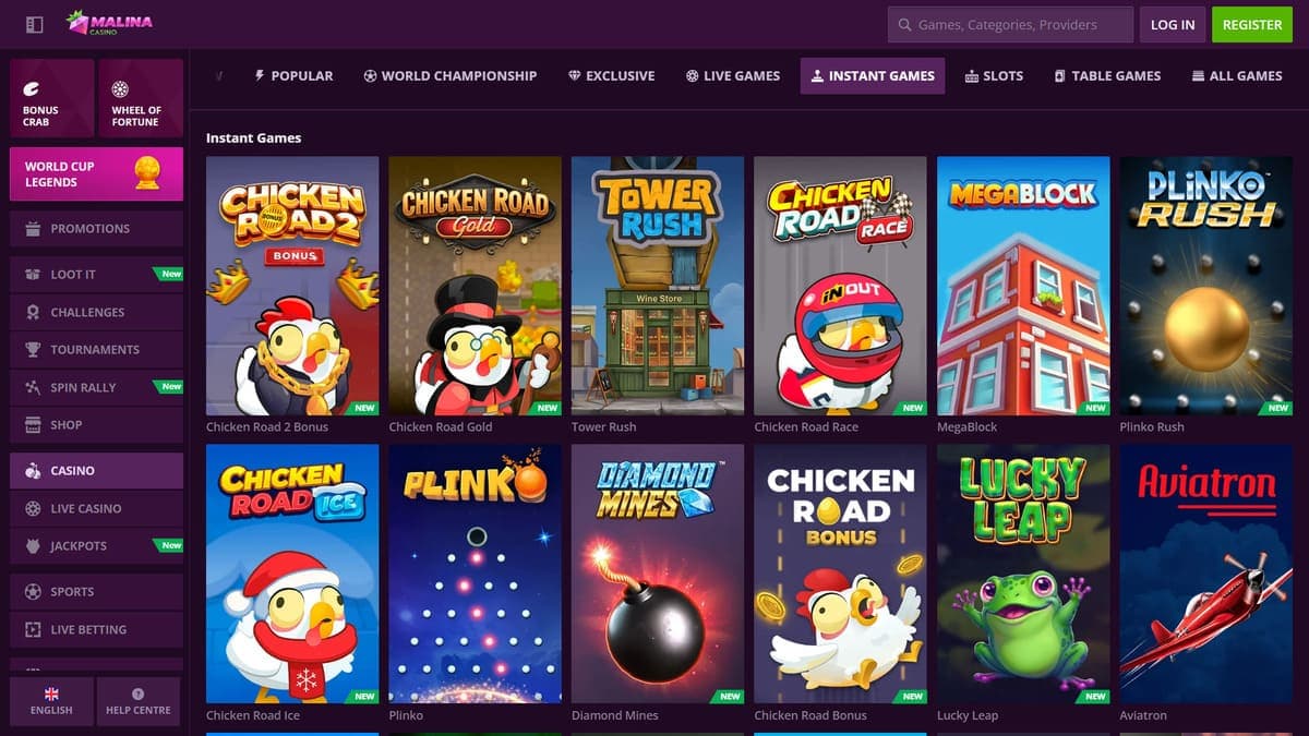 Instant games Malina Casino