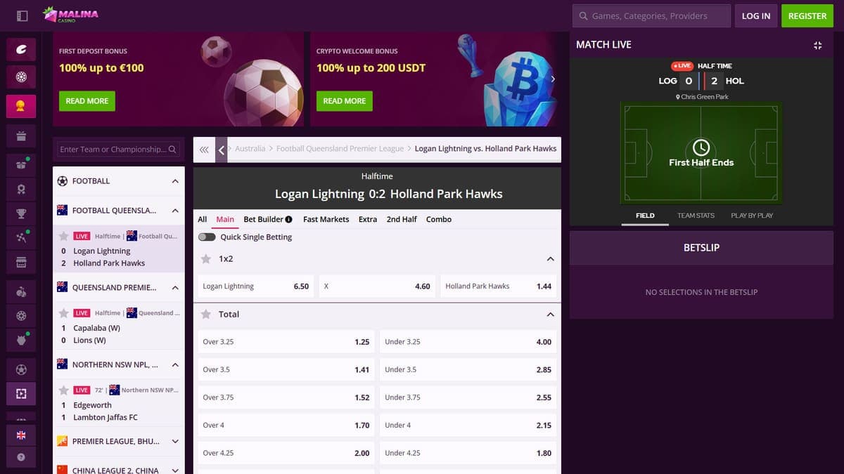 Live betting Malina Casino