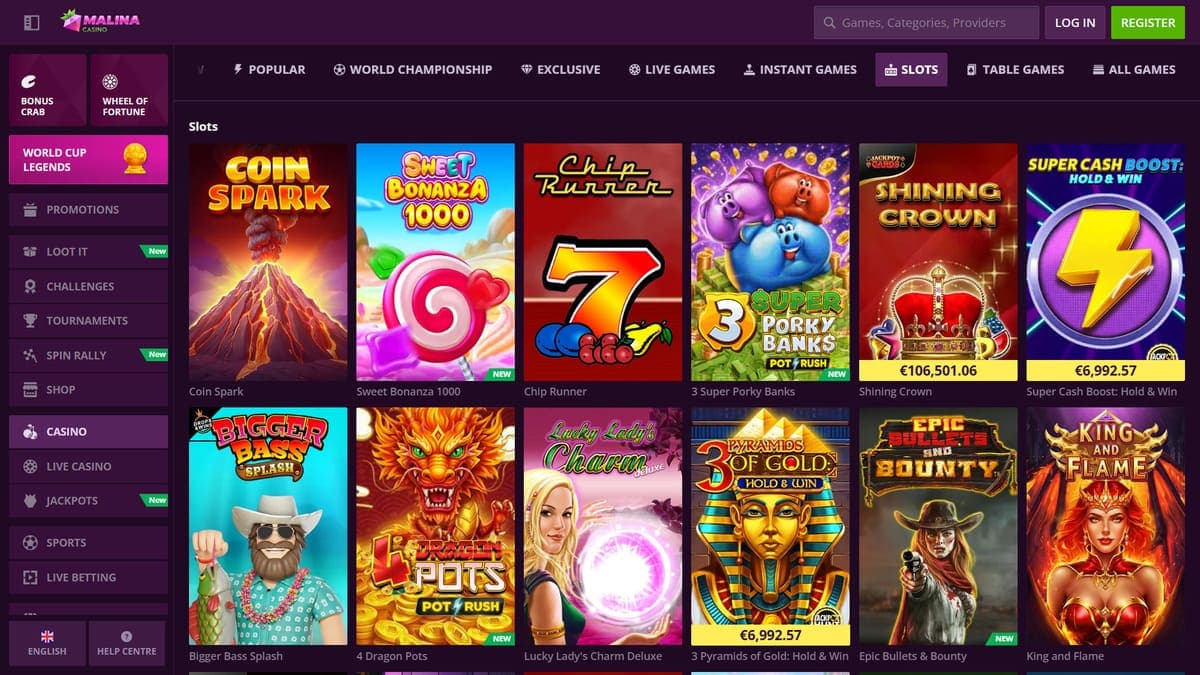 Slot machines Malina Casino