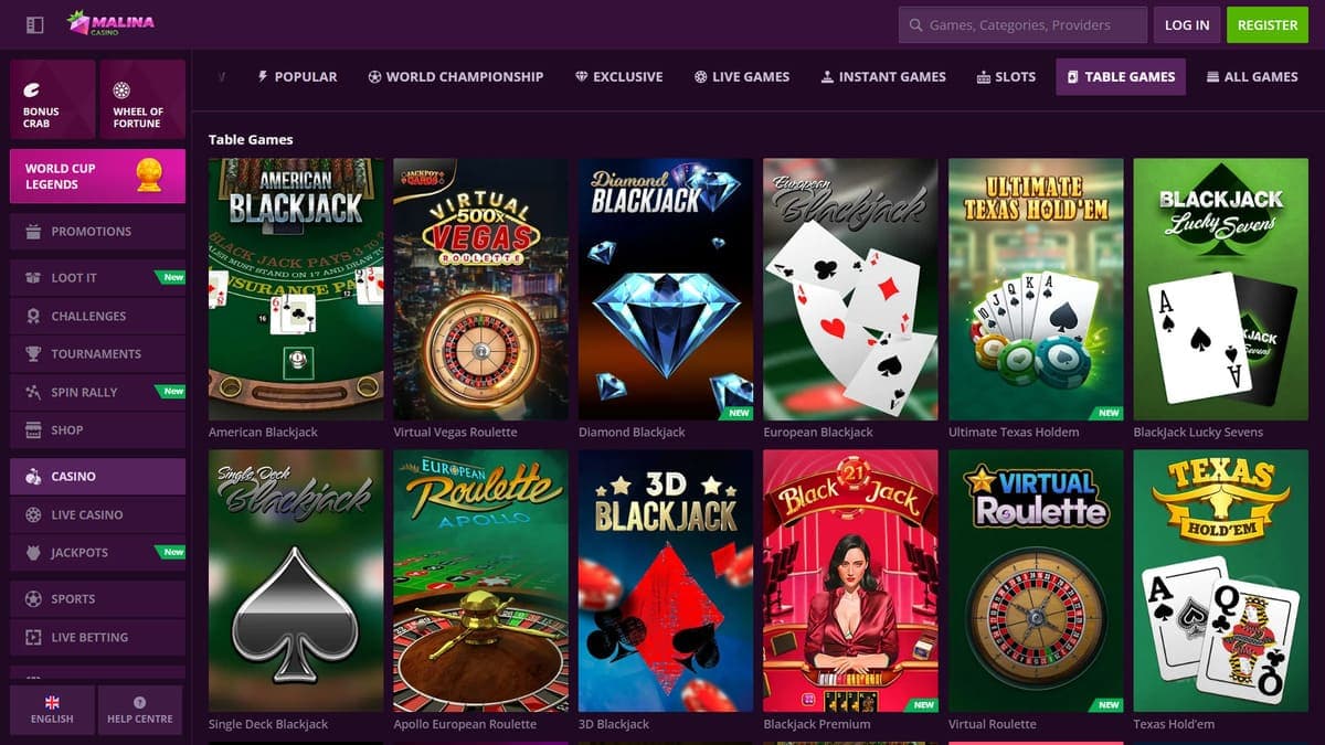 Table games Malina Casino