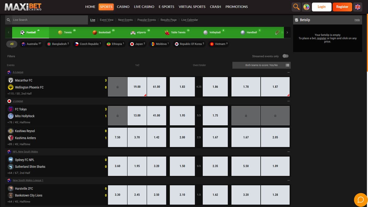 Live betting Maxibet Casino