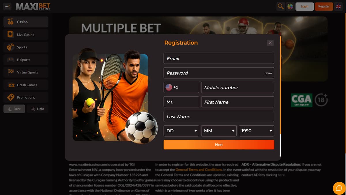 Sign up Maxibet Casino