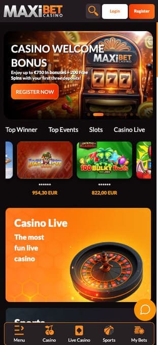 MaxiBet casino mobile