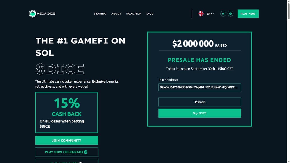 Dice Token Mega Dice Casino