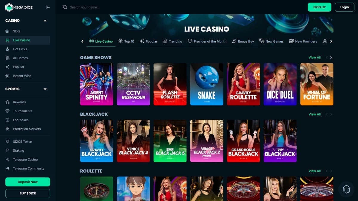 Live Mega Dice Casino