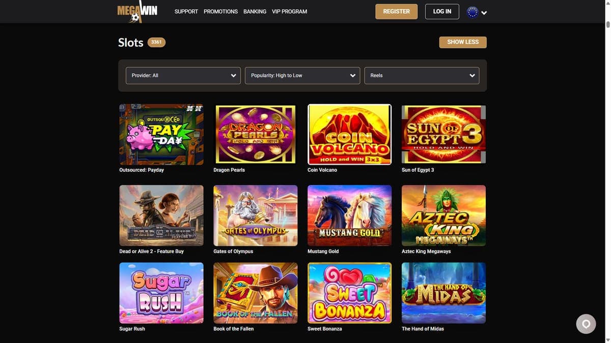Máquinas tragaperras Mega Win Casino